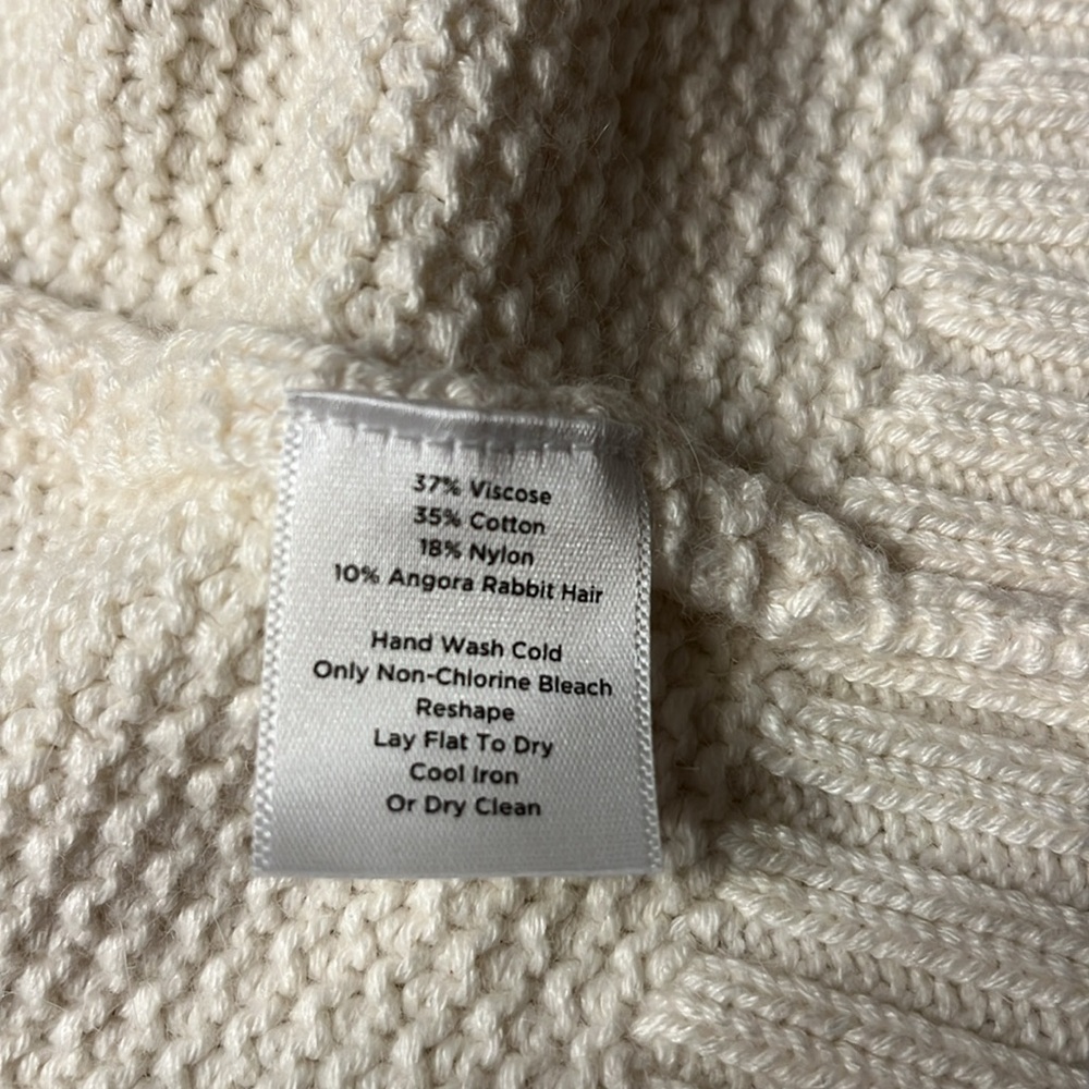 Talbots Cream Cable-Trim Open Front Cardigan - Picture 5 of 9